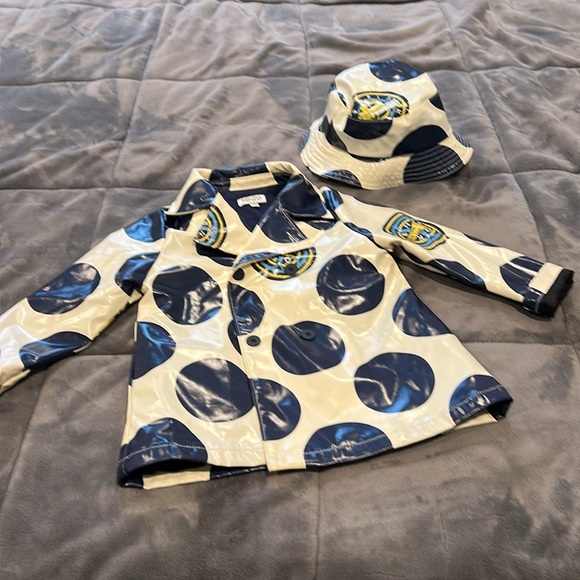 Kenzo Navy and White Polka Dot Raincoat - Picture 2 of 8